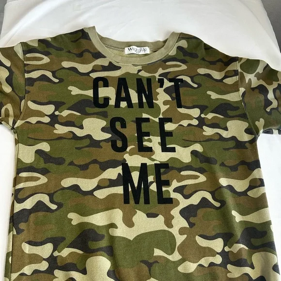 Wound Up Camouflage Crewneck Women’s Sweatshirt, Streetwear/Casual/ Playful Bold - Picture 11 of 11